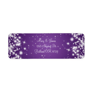 Elegant Wedding Address Winter Sparkle Purple