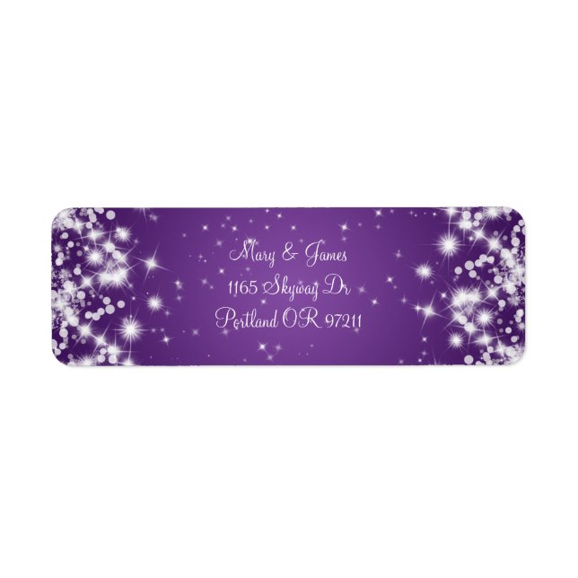 Elegant Wedding Address Winter Sparkle Purple (Front)