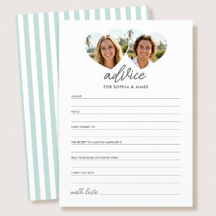 Elegant Wedding Advice Cards Wishes Photo Teal