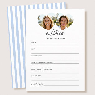 Elegant Wedding Advice & Wishes Cards Photo Blue