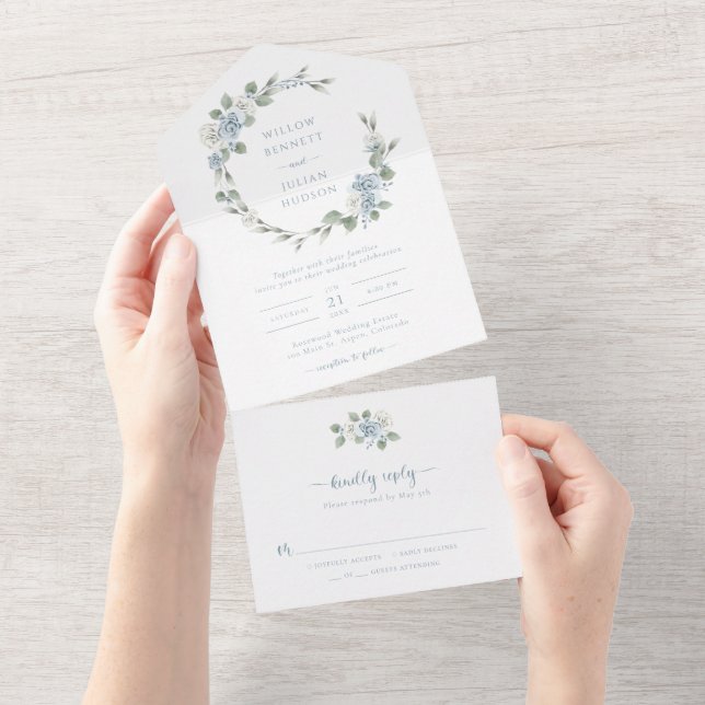 Elegant Wedding All In One Invitation (Tearaway)