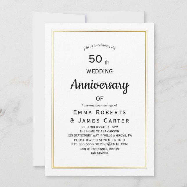 Elegant Wedding Anniversary Invitation (Back)