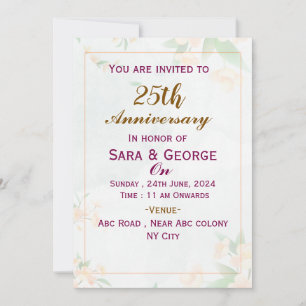 Elegant Wedding Anniversary Invitations