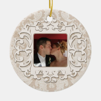 Elegant Wedding Anniversary Personalise Photo Ceramic Tree Decoration