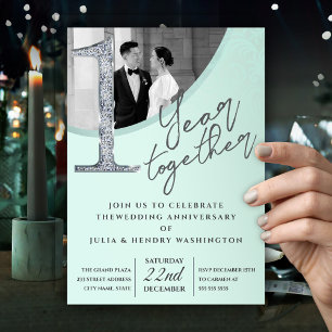Elegant Wedding Anniversary Photo Invitation