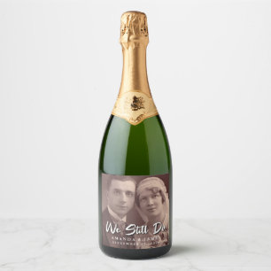 Elegant Wedding Anniversary Photo Sparkling Wine Label