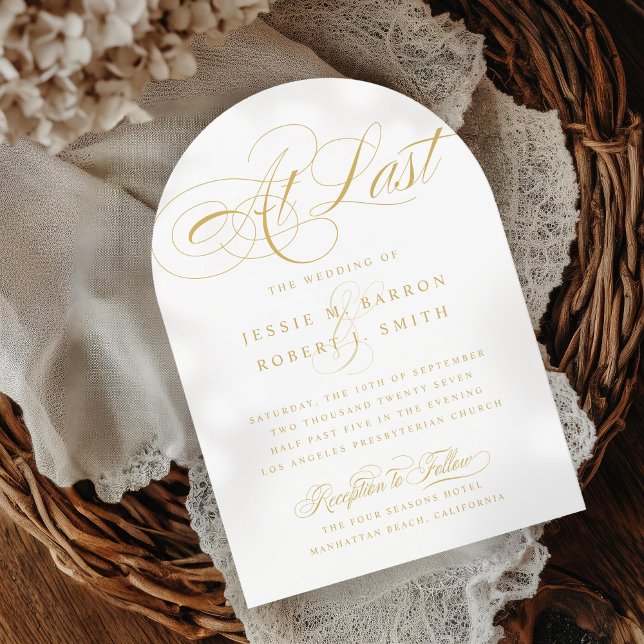 Elegant Wedding At Last Gold Calligraphy Arch Invitation (Creator Uploaded)