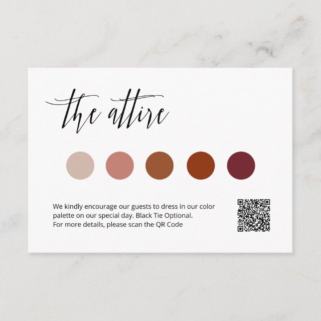 Elegant Wedding Attire Colour Palette Info Card (Front)