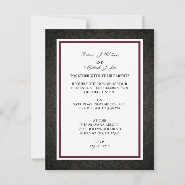 Elegant  Wedding Band Invitations (Back)