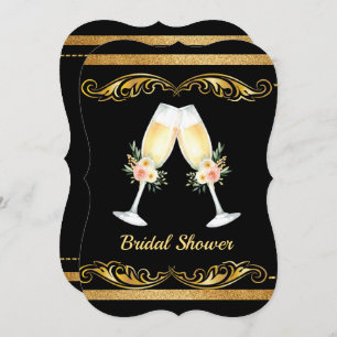 Elegant Wedding Black and Gold Bridal Shower Invitation