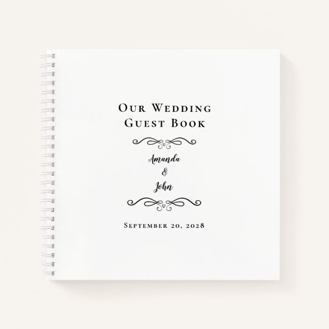 Elegant Wedding Black & White Budget Guest Book  (Front)