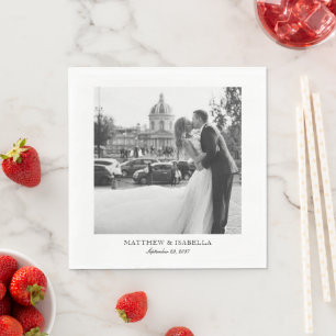 Elegant Wedding Black & White Photo Napkin