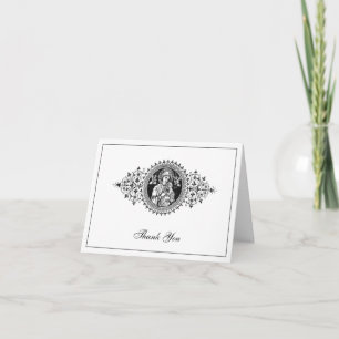 Elegant Wedding Black & White Religious Thank You 