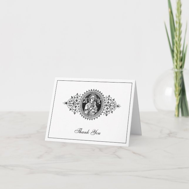 Elegant Wedding Black & White Religious Thank You  Card (Front)