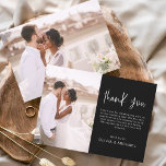 Elegant Wedding Black White Thank You Photo<br><div class="desc">Minimalist Black and White Wedding Thank You Cards that have a photo on the front and back. The Thank you cards contain a modern hand lettered cursive script typography that are elegant,  simple and modern to use after you wedding day celebration.</div>