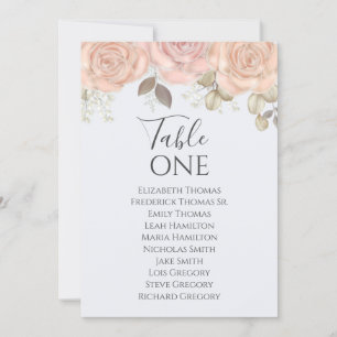 Elegant Wedding Blue Floral Table Number