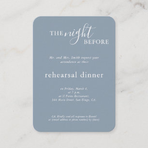 Elegant Wedding Blue Monogram Rehearsal Dinner Enclosure Card