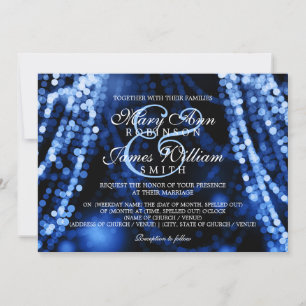 Elegant Wedding Blue String Lights Invitation