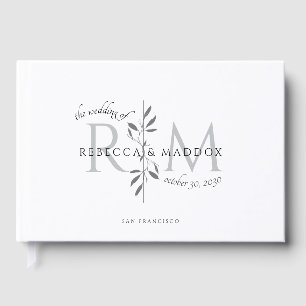 Elegant Wedding Botanical Monogram Guest Book