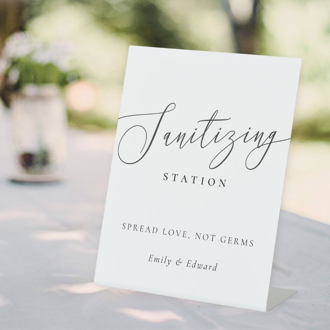 Elegant Wedding Bridal Shower Sanitising Station Pedestal Sign (Creator Uploaded)