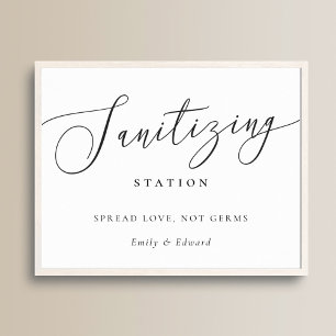Elegant Wedding Bridal Shower Sanitising Station Poster