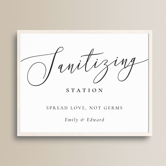 Elegant Wedding Bridal Shower Sanitizing Station Poster (Creator Uploaded)