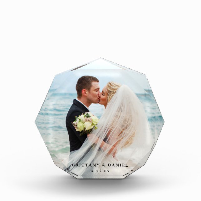 Elegant Wedding Bride and Groom Octagonal Photo Block (Front)