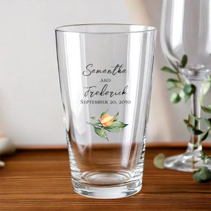Elegant Wedding Bride and Groom Personalised Glass
