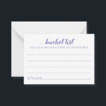Elegant Wedding Bucket List Navy Blue Advice Cards<br><div class="desc">These charming wedding bucket list cards will be a perfect alternative to a traditional guest book. You'll have all the guests talking about the best ideas for the newlyweds to visit or do. These cards feature the words "bucket list Help us plan a lifetime of adventures" in navy blue, and...</div>