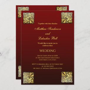 Elegant Wedding burgundy gold Invitation
