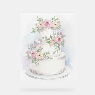 Elegant Wedding Cake Acrylic Sign
