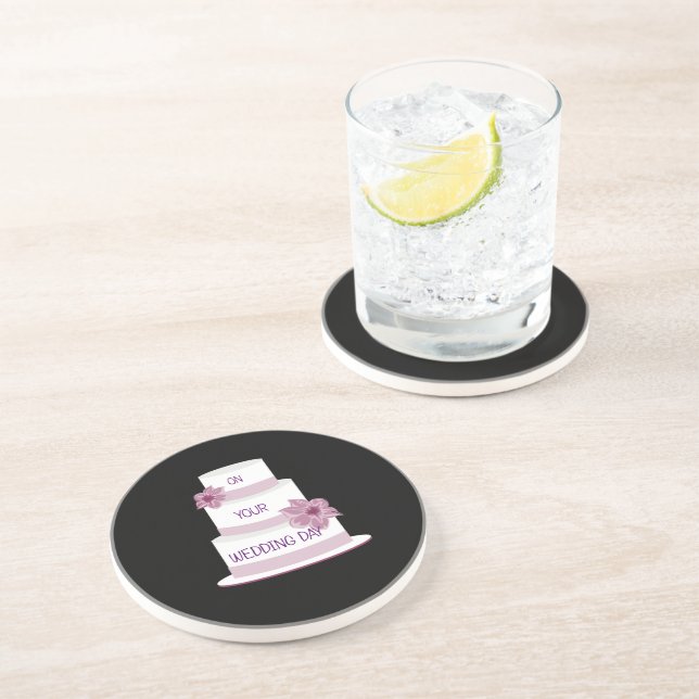Elegant Wedding Cake Coaster (Side)