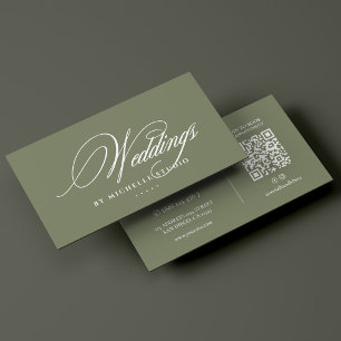 Elegant Wedding Cake Decorator Monogram Sage Business Card