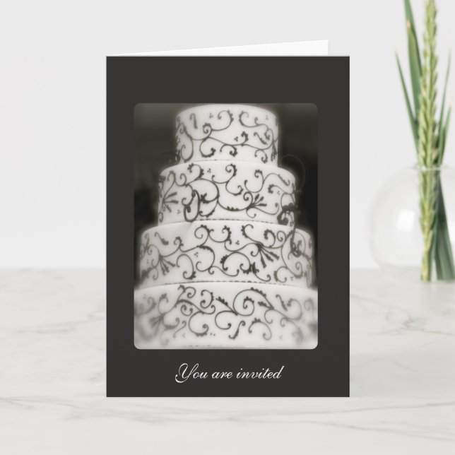 Elegant Wedding Cake Invitation (Front)