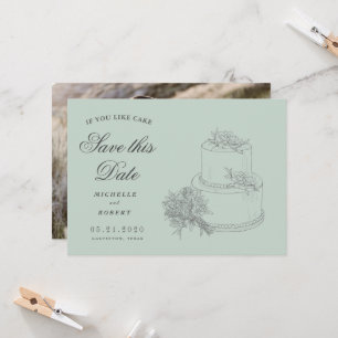 Elegant Wedding Cake Photo Save The Date Invitation