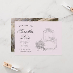 Elegant Wedding Cake Photo Save The Date Invitation
