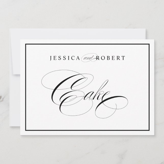 Elegant Wedding Cake Sign Black Border (Front)