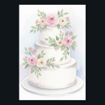 Elegant Wedding Cake Table Number Card<br><div class="desc">Elegant watercolor-style wedding cake design reception table number card</div>