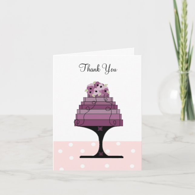 Elegant Wedding Cake Thank You Card (Front)
