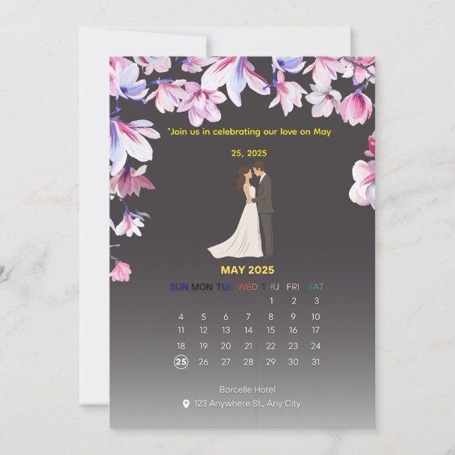 Elegant Wedding Calendar Invitation (Front)