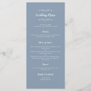 Elegant Wedding Calligraphy Chic Dusty Blue Dinner Menu