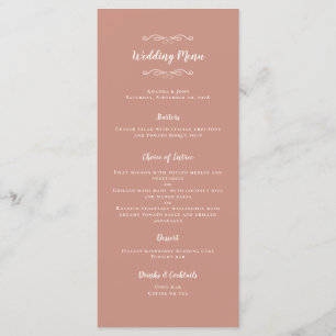 Elegant Wedding Calligraphy Chic Rose Gold Dinner Menu