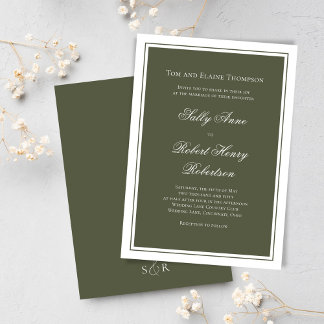 Elegant Wedding Calligraphy Green Script  Invitation