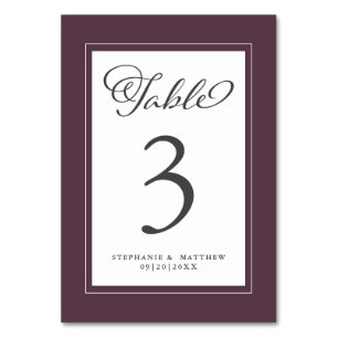 Elegant Wedding Calligraphy Purple Chic Reception  Table Number
