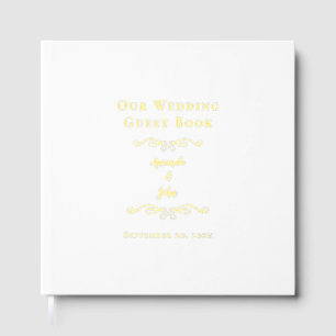 Elegant Wedding Calligraphy Script Classic Gold Guest Book