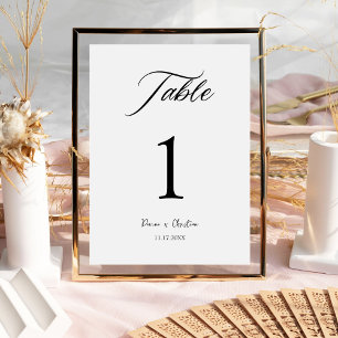 ELegant Wedding Calligraphy Script Table Number