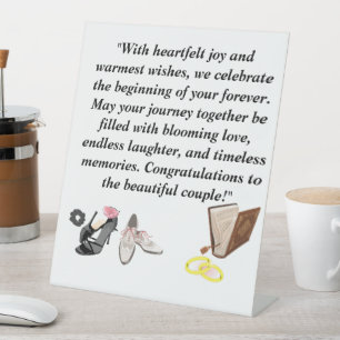 Elegant Wedding Card – Chic Black Heels with Pink Pedestal Sign