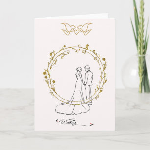 Elegant Wedding Card with Bride and Groom in G