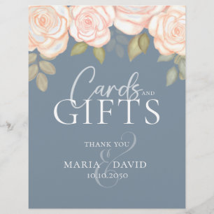 Elegant Wedding Cards and Gifts Sign Dusty Blue