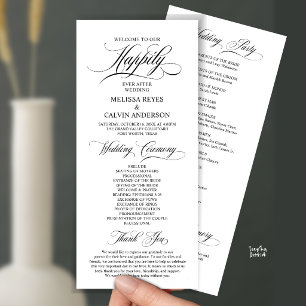 Elegant Wedding Ceremony Order, Black and White Programme